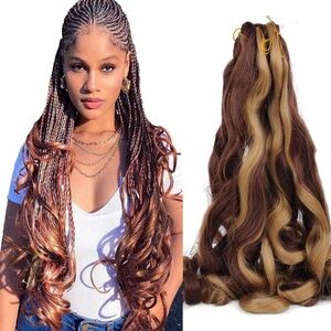 2 Packs 22 Inch French Curly Mix Browns 22 Inch, 27/33)